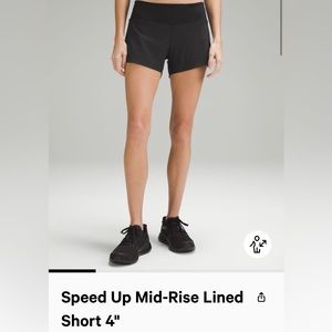 Lululemon Speed Up Mid-Rise Lined Short 4”